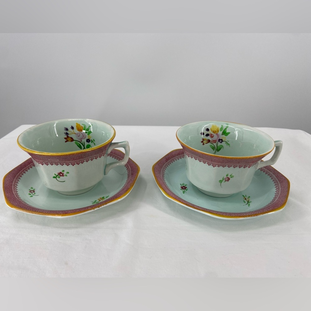 Vintage‎ Adams Calyx Ware Lowestoft Teacup & Saucer Pair